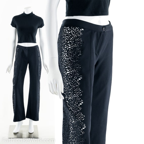 low waist black pants