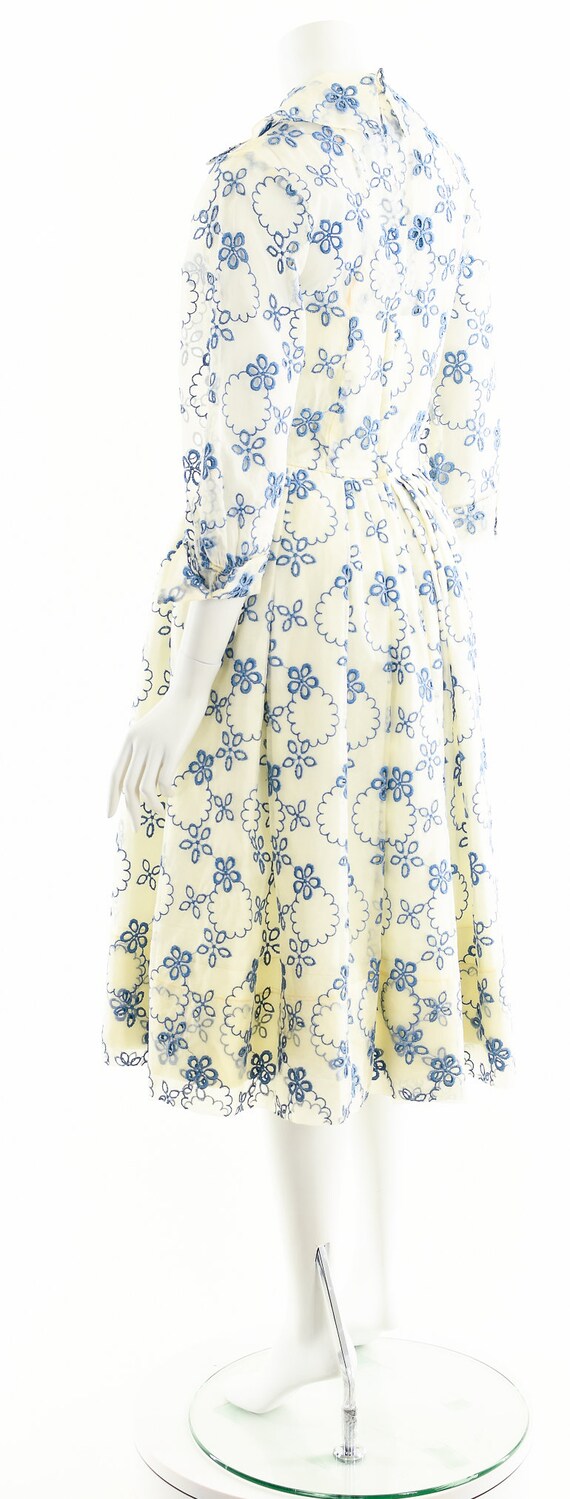 Vintage 1950's Suzy Perette Dress,Blue Daisey Sil… - image 8