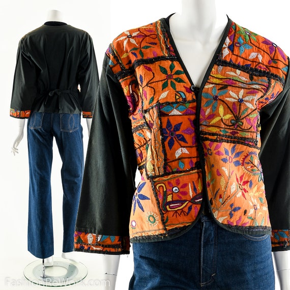 Rainbow Patchwork Jacket,Boho Embroidered Jacket,… - image 8