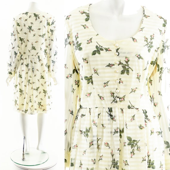 Retro Chiffon Fit and Flare Dress,50s Inspired Dr… - image 3