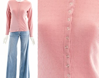 Cardigan Côtelé Rose Années 90