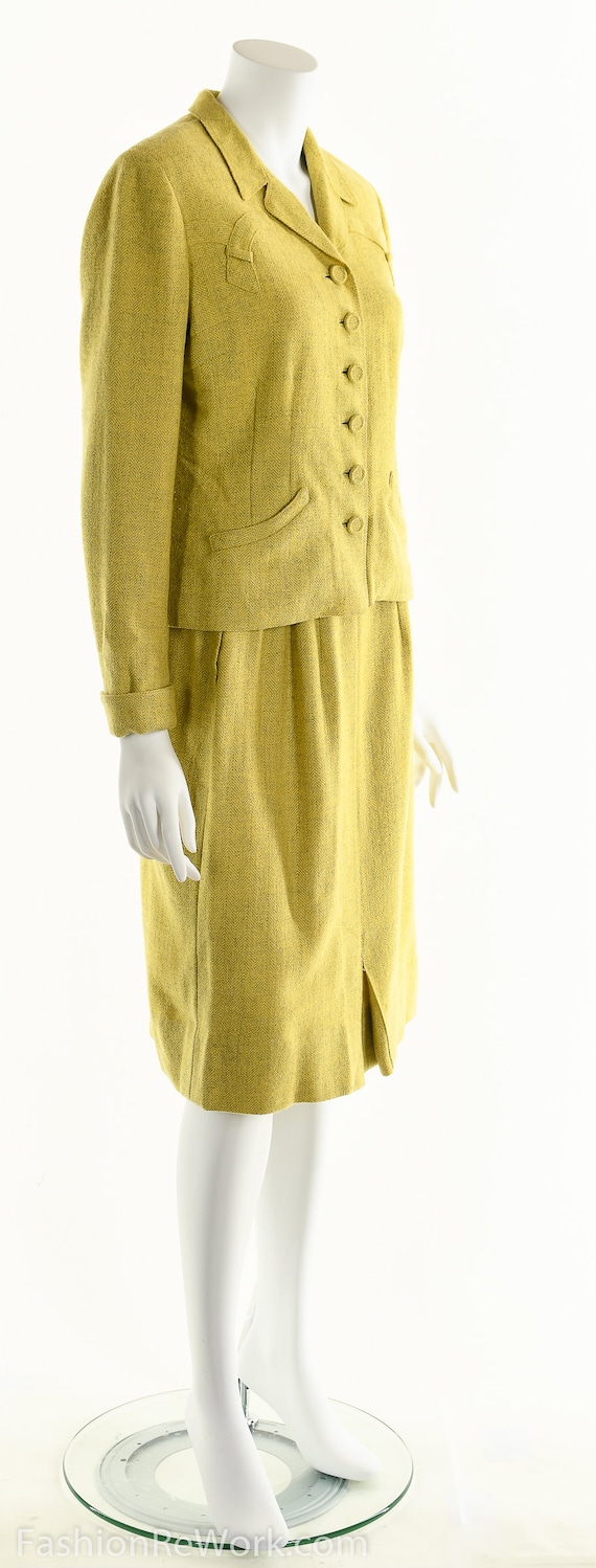 40's suit,vintage 1940's suit, yellow suit, skirt… - image 4