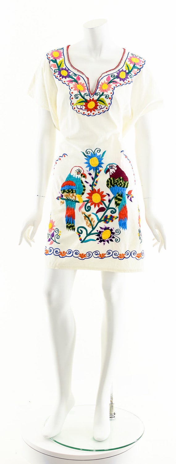 Rainbow Bird Dress,Hand Embroidered Dress,Peacock… - image 4