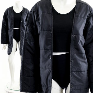 Black Quilted Motorcycle Liner Duster Jacket