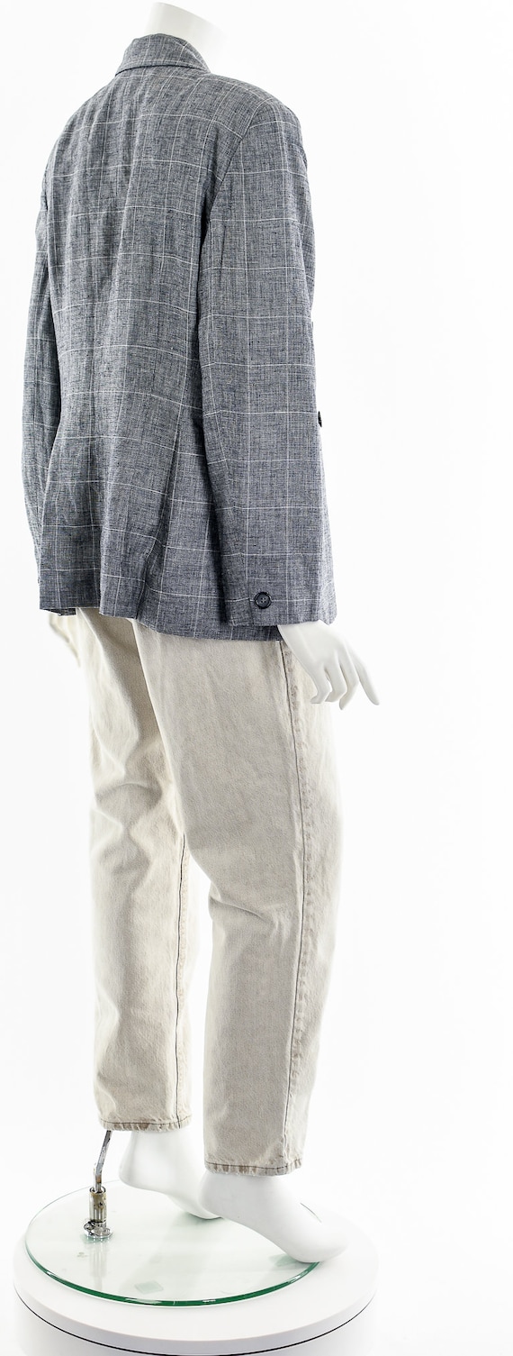 Gray Windowpane Plaid Suit Jacket - image 6