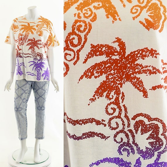 Rainbow Palm Tree Tropical Tshirt