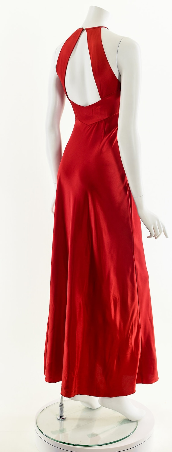 Red Halter Dress,Satin Maxi Dress,Racer Back Red Dres… Gem