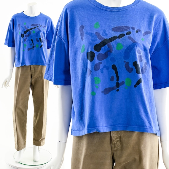 Blue Abstract Graphic Boxy Tee
