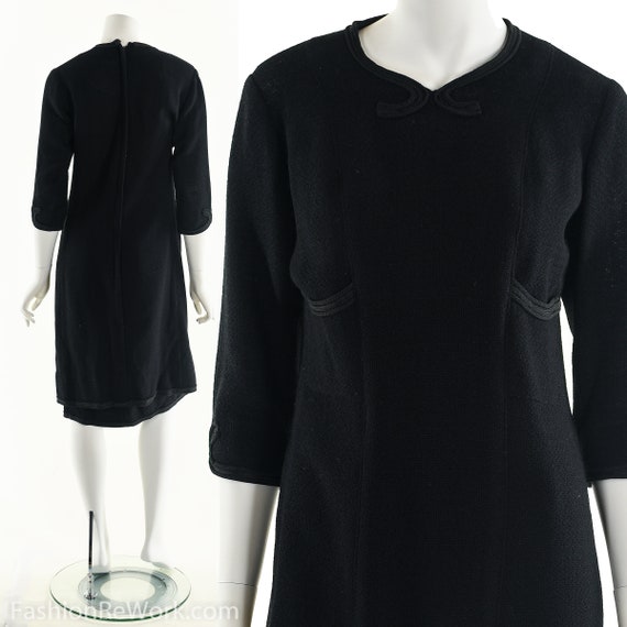 Vintage 20's Black Wool Dress, 20's Dress, Soutac… - image 2