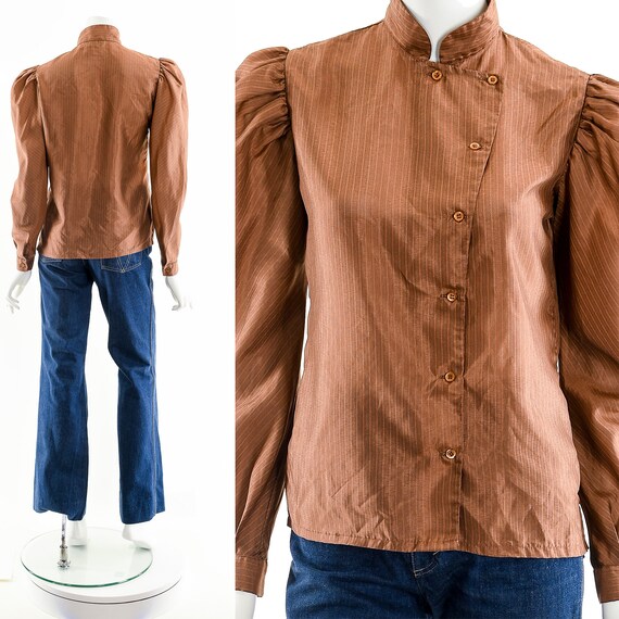 Asymmetric Copper Victorian Blouse, Victorian Ins… - image 3