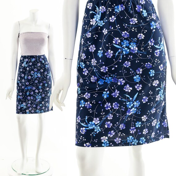 Navy + Blue Floral Skirt - image 2