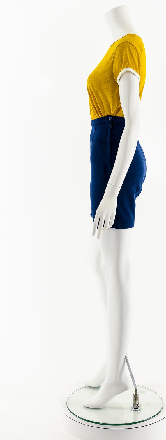 50s Blue Wool High Waist Pin Up Shorts - image 9