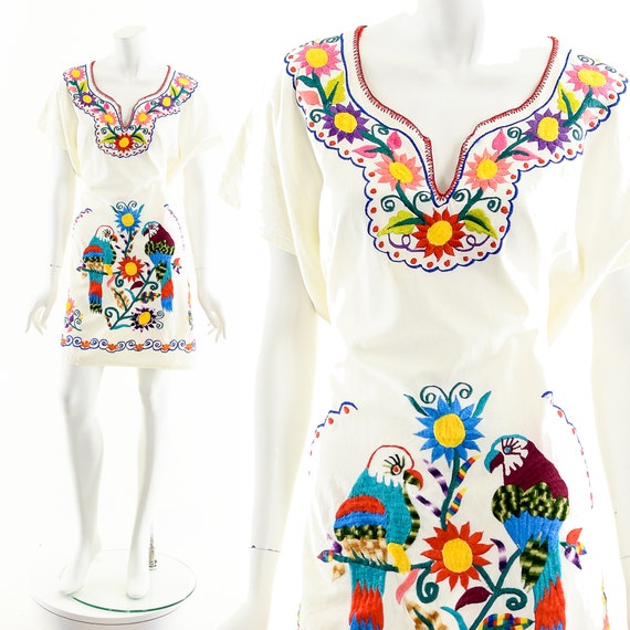 Rainbow Bird Dress,Hand Embroidered Dress,Peacock… - image 2