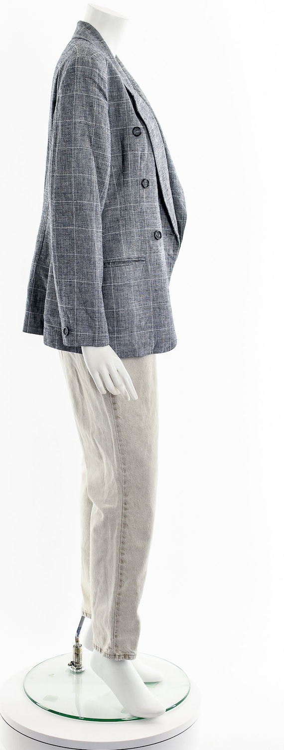 Gray Windowpane Plaid Suit Jacket - image 5