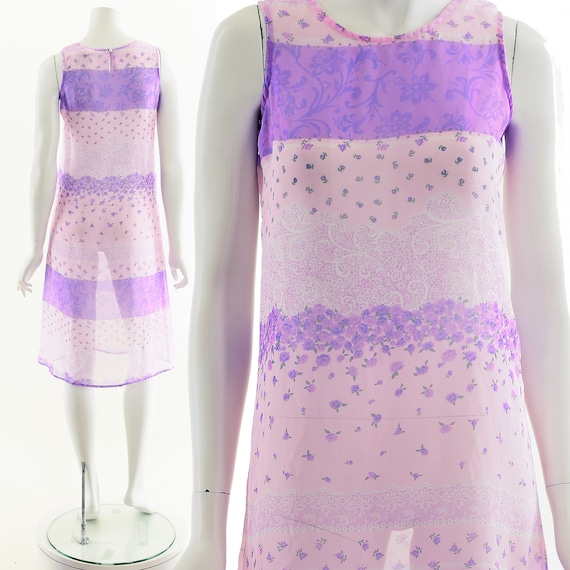 y2k floral dress,paisley flower dress,semi sheer … - image 3