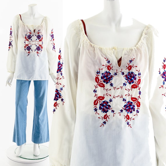Hungarian Embroidered Bohemian Blouse - image 2