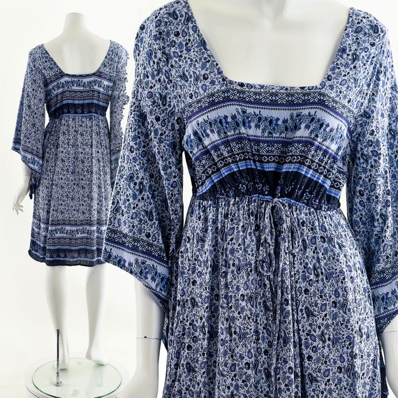 Blue Baby Doll Dress,India Gauze Babydoll Dress,B… - image 2