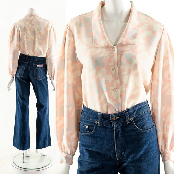 Abstract Novelty Blouse,Peter Pan Blouse,Baby Pin… - image 3