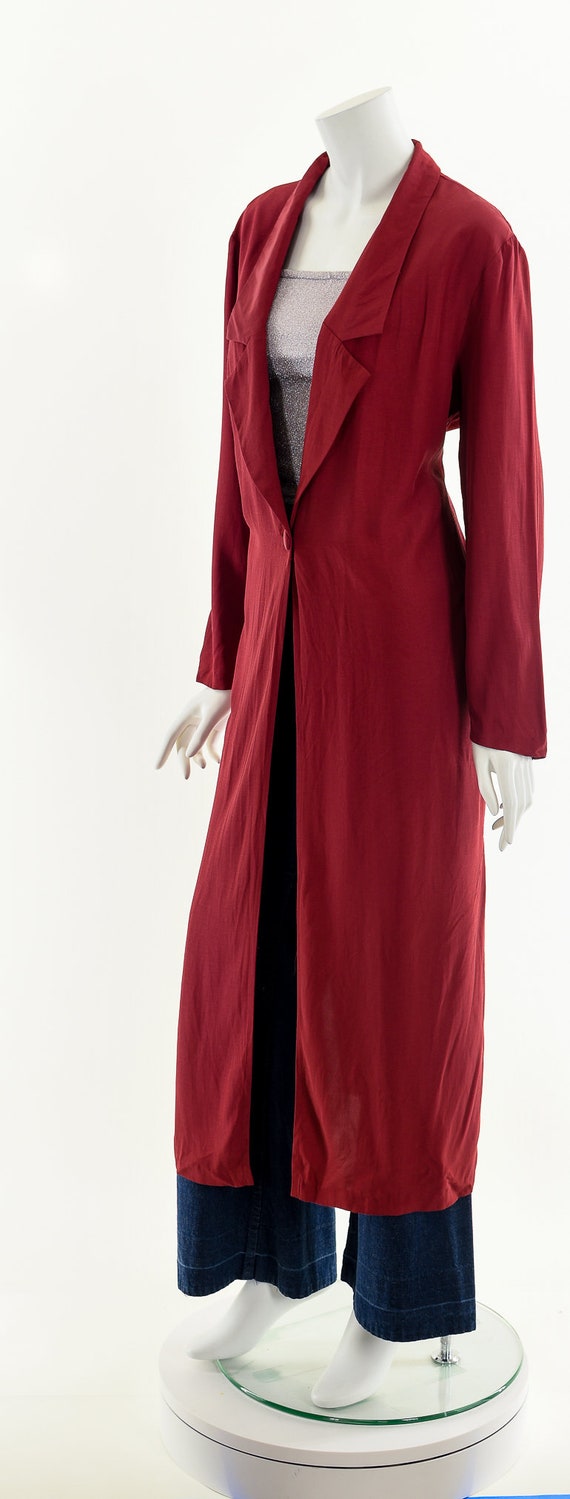 Long Blazer Coat, Vintage Long Duster Coat, Berry… - image 10