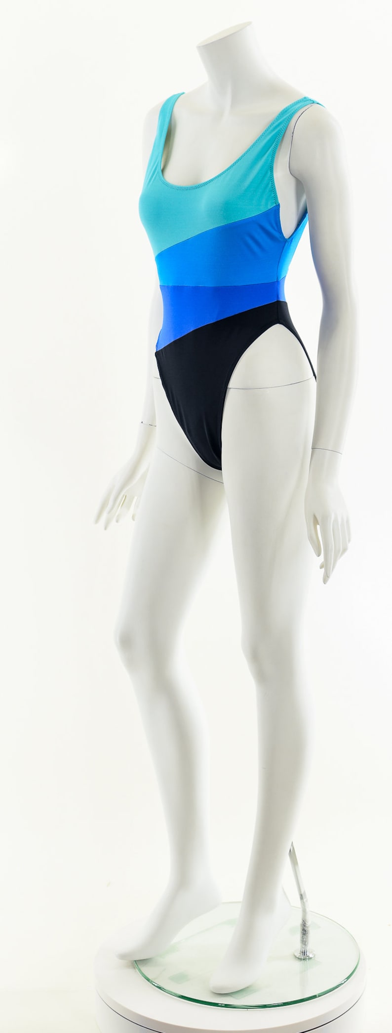 Brazilian Colorblock One Piece Swimsuit,Blue Panel High Cut Bathing Suit,Vintage Brazilian Swimsuit,High Cut Bikini Option,Low Cut Back, image 10