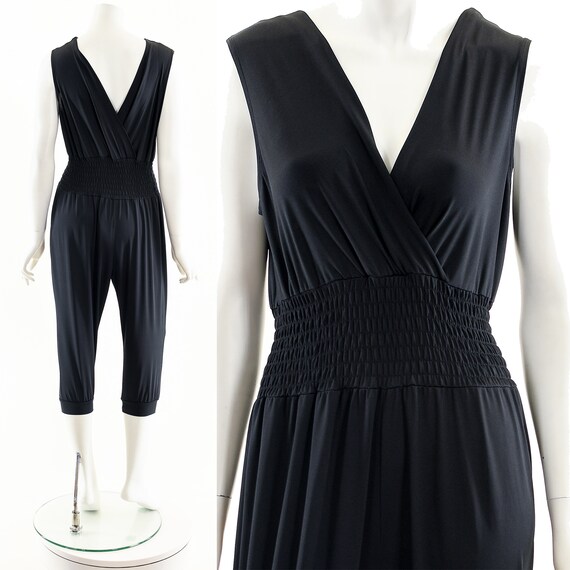 Black Crepe Draped Jumpsuit
