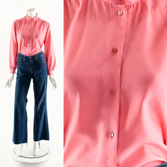 High Neck Blouse,Raspberry Pink Blouse,Victorian … - image 3