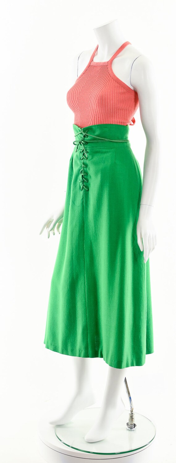 Green Corset Skirt,Lace Up Linen Skirt,High Waist… - image 10