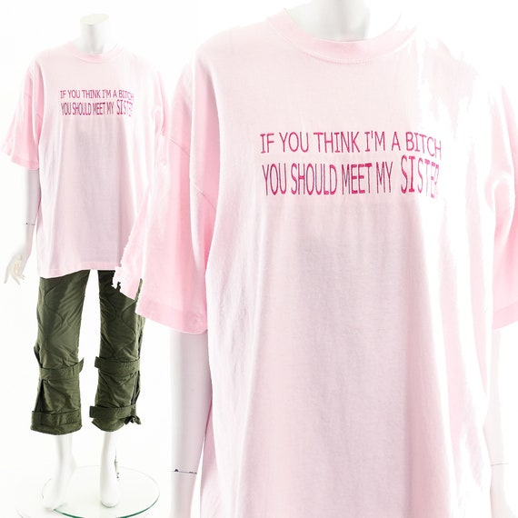 funny sister pink tee,baby pink tee,90s slogan sh… - image 1