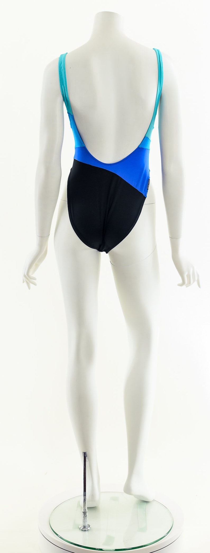 Brazilian Colorblock One Piece Swimsuit,Blue Panel High Cut Bathing Suit,Vintage Brazilian Swimsuit,High Cut Bikini Option,Low Cut Back, image 7