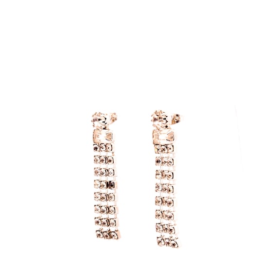 Retro Rhinestone Dangle Earrings - image 2