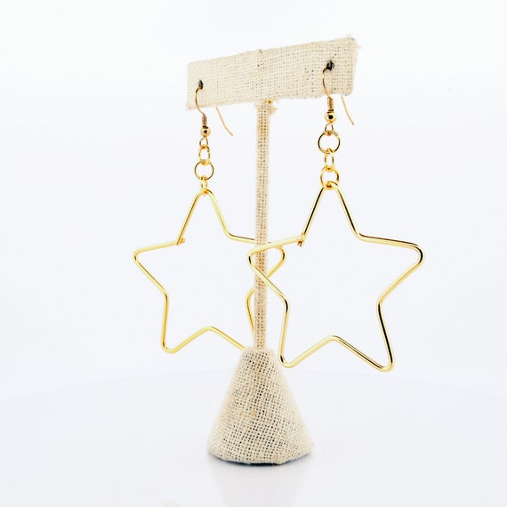 Gold Star Statement Earrings - image 2