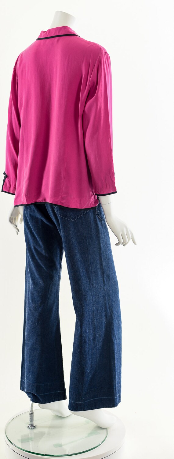 Silk Pajama Blouse,Pajama Inspired Blouse,Piped S… - image 6