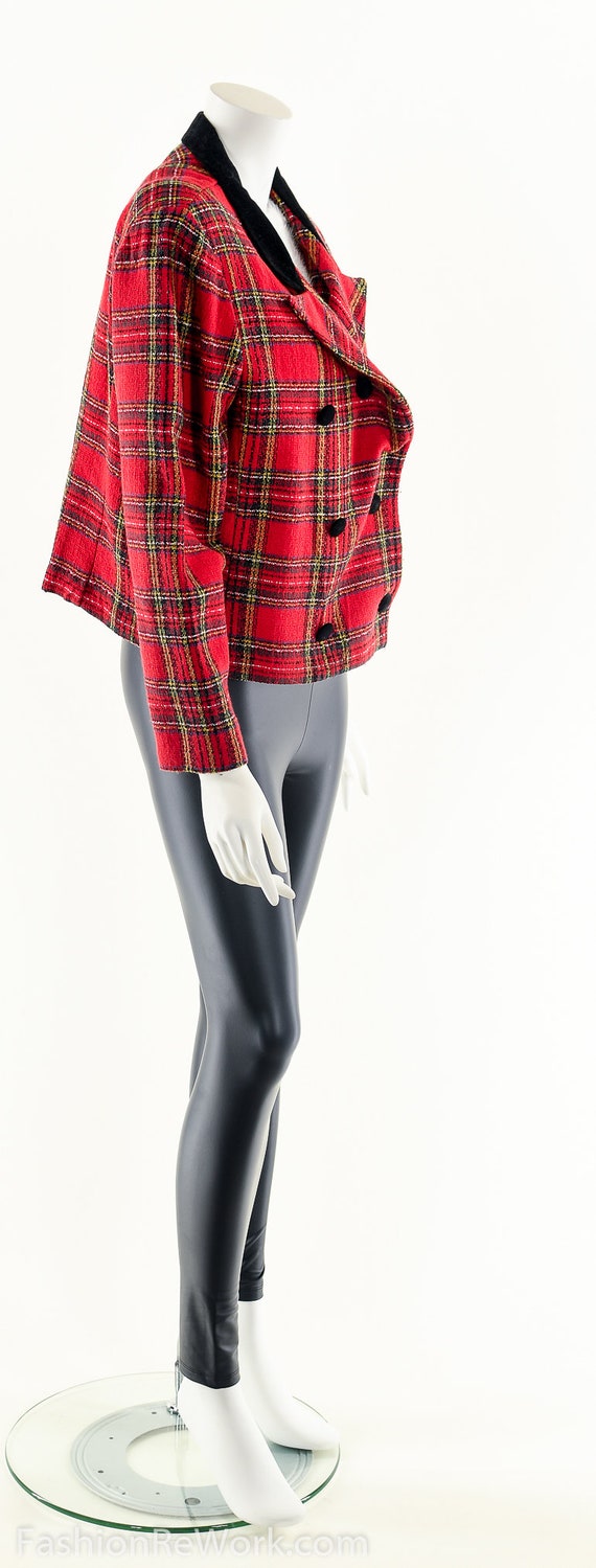 Cropped Plaid Jacket,Red Cluless Jacket,Double Br… - image 3