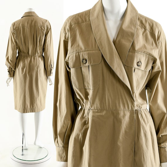 Khaki Wrap Dress,Utilitarian Inspired Dress,Milit… - image 2