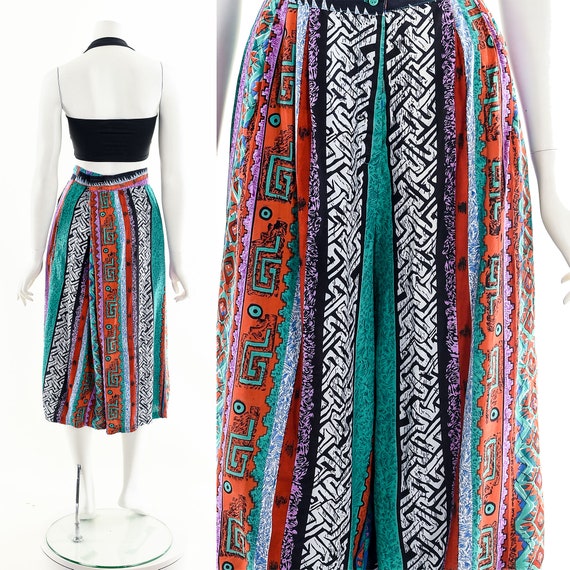 Graphic Tribal Skirt,Bright Southwest Skirt,Rainb… - image 3