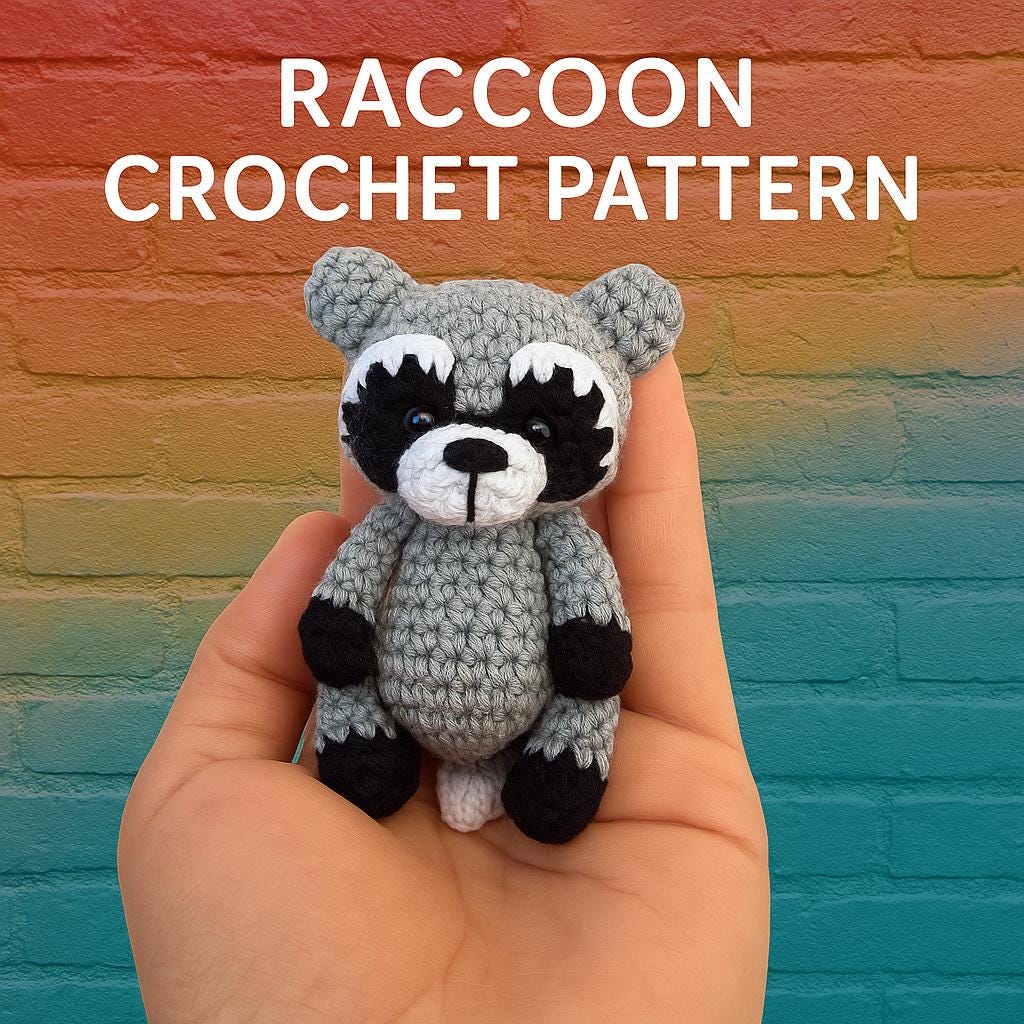 38 Racoon Crochet Patterns for Woodland Amigurumi, Hats, Appliques, and Cozy Handmade... 36 Raccoon Crochet Pattern Amigurumi Tutorial