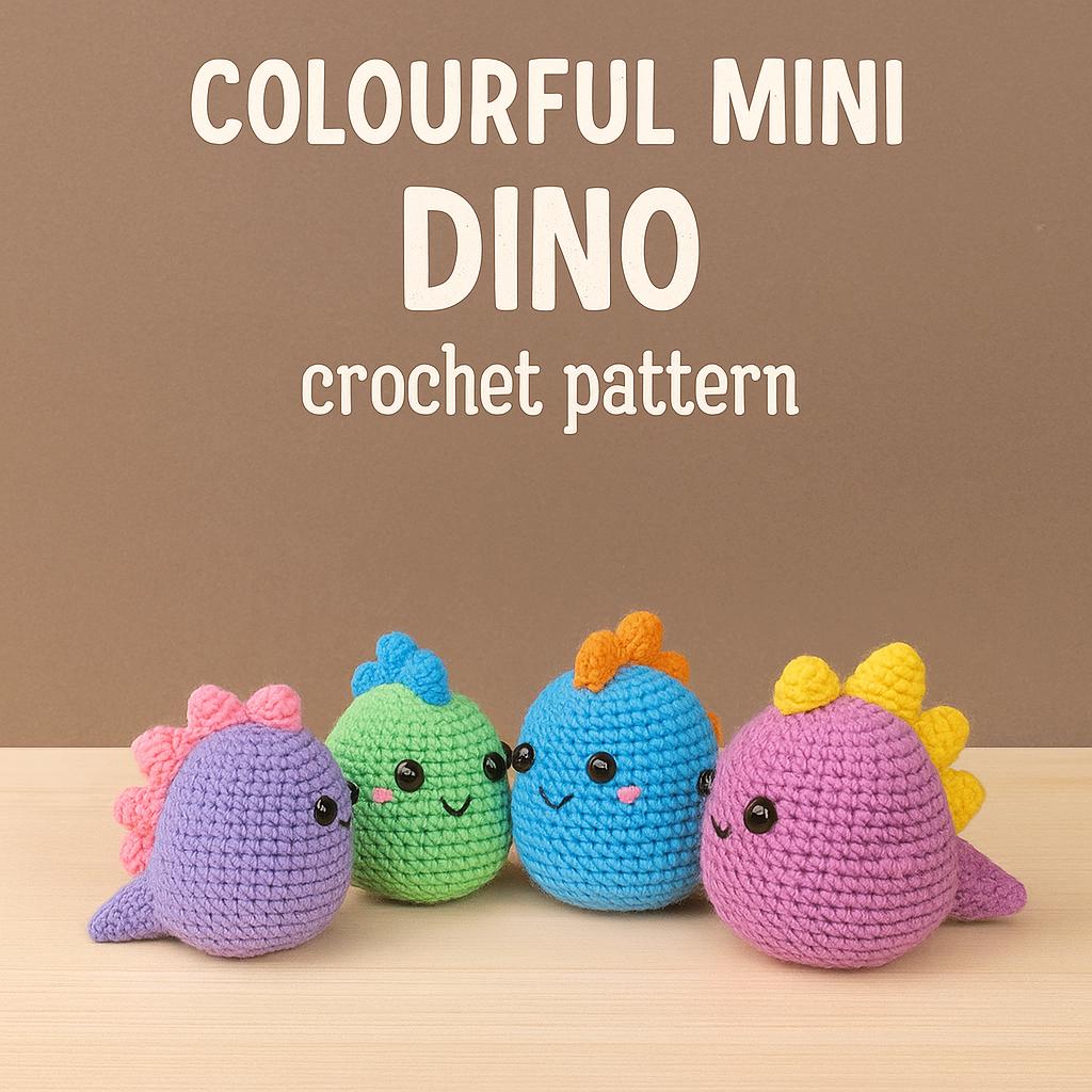 Colourful Mini Dino Crochet Pattern – Amigurumi PDF Tutorial
