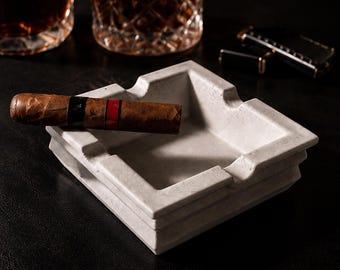 Minimalist Concrete Ashtray | Handmade Modern Cigar Ash Tray | Industrial Cement Decor | Square Smoking Accessory