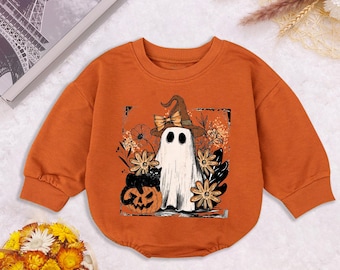 Boo Ghost Black Cat Baby Romper, Halloween Cat Pumpkin Baby Bodysuit, Halloween Autumn Baby Clothes, Halloween Pumpkin Cat Baby Outfit