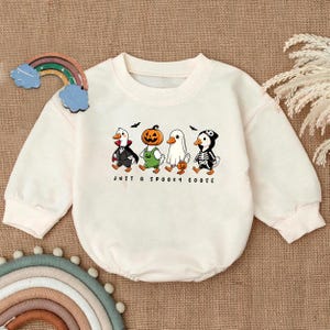 Pumpkin Goose Halloween Baby Bubble Romper, Just A Spooky Goose, Fall Spooky Baby Clothes, Goose Theme Halloween, Autumn Spooky Outfit Gift