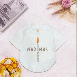 Custom First Birthday Romper, 1st Birthday Candle Outfit, Balloon Baby Sweatshirt, Muted Rainbow Baby Boy Birthday Shirt, Birthday Gift