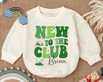 Personalised Golf Baby Romper, New to the Club Golf, Golf Theme Baby Outfit, Baby Gift