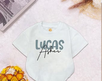 Personalized Baby Name Announcement Romper, Baby Boys Girl Bodysuit, Custom Baby Name Reveal Outfit Gift, Baby Shower, Summer Baby Outfit