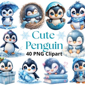 Cute Penguin Clipart PNG / Kawaii Baby Penguin for Nursery / Penguin for kids birthdays And Baby Shower / Digital Download For Sublimation