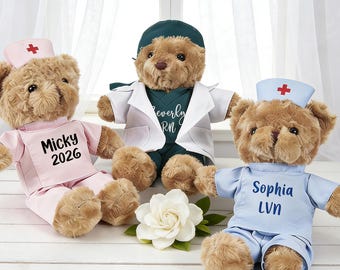 Personlig sjuksköterskenalle, personligt namn, plysch i Scrubs, examenspresent till sjuksköterska, läkare, uppskattningspresent, examenspresent, tackpresent