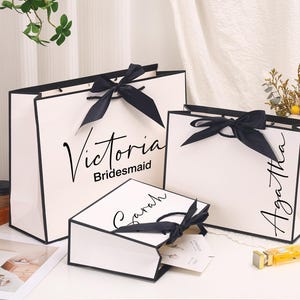 Sacchetti regalo personalizzati con nome, sacchetti regalo con cordino e nastro, sacchetti regalo personalizzati per damigelle d&#39;onore, sacchetti regalo per compleanno, sacchetti regalo di ringraziamento, sacchetti regalo per matrimonio