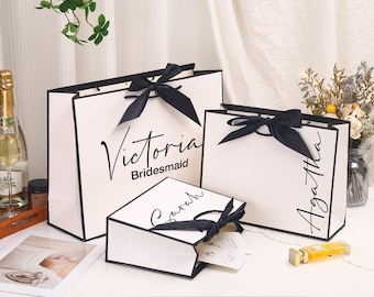 Gepersonaliseerde cadeauzakje bruidsmeisje, lintstrik, aangepaste naam