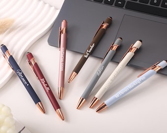 Laser Engraved Ballpoint Pen with Stylus Tip: Custom Office Gift
