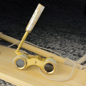 Vintage Brass Opera Glasses | Mother of Pearl Binoculars | Antique Theater Decor | Collectible Nautical Gift