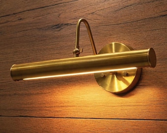 Brass Picture Light, Adjustable Wall Sconce | Mid-Century Gallery Lighting